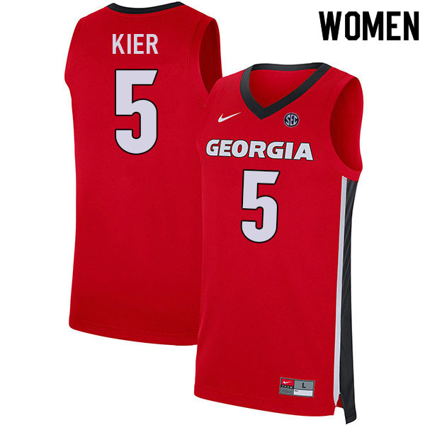 Women #5 Justin Kier Georgia Bulldogs College Basketball Jerseys Sale-Red - Click Image to Close